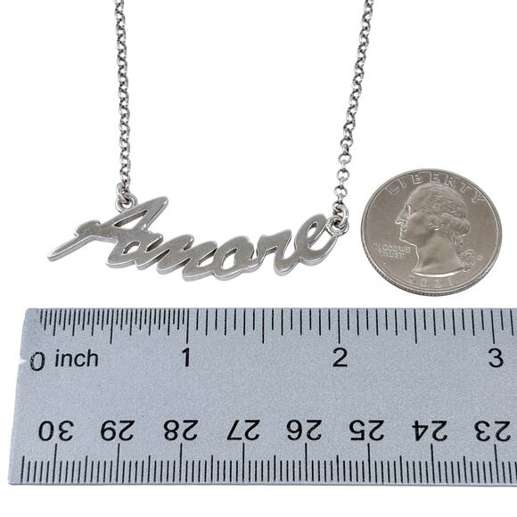 Vintage Italy Sterling Silver 925 | Amore Necklace 16.5"-18.5" - Picture 7 of 9